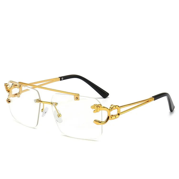 2023 Customize Fashion Vintage Rimless Shades Men Square Metal Frame Sunglasses Custom Logo Women's Metal Mirror Sun Glasses