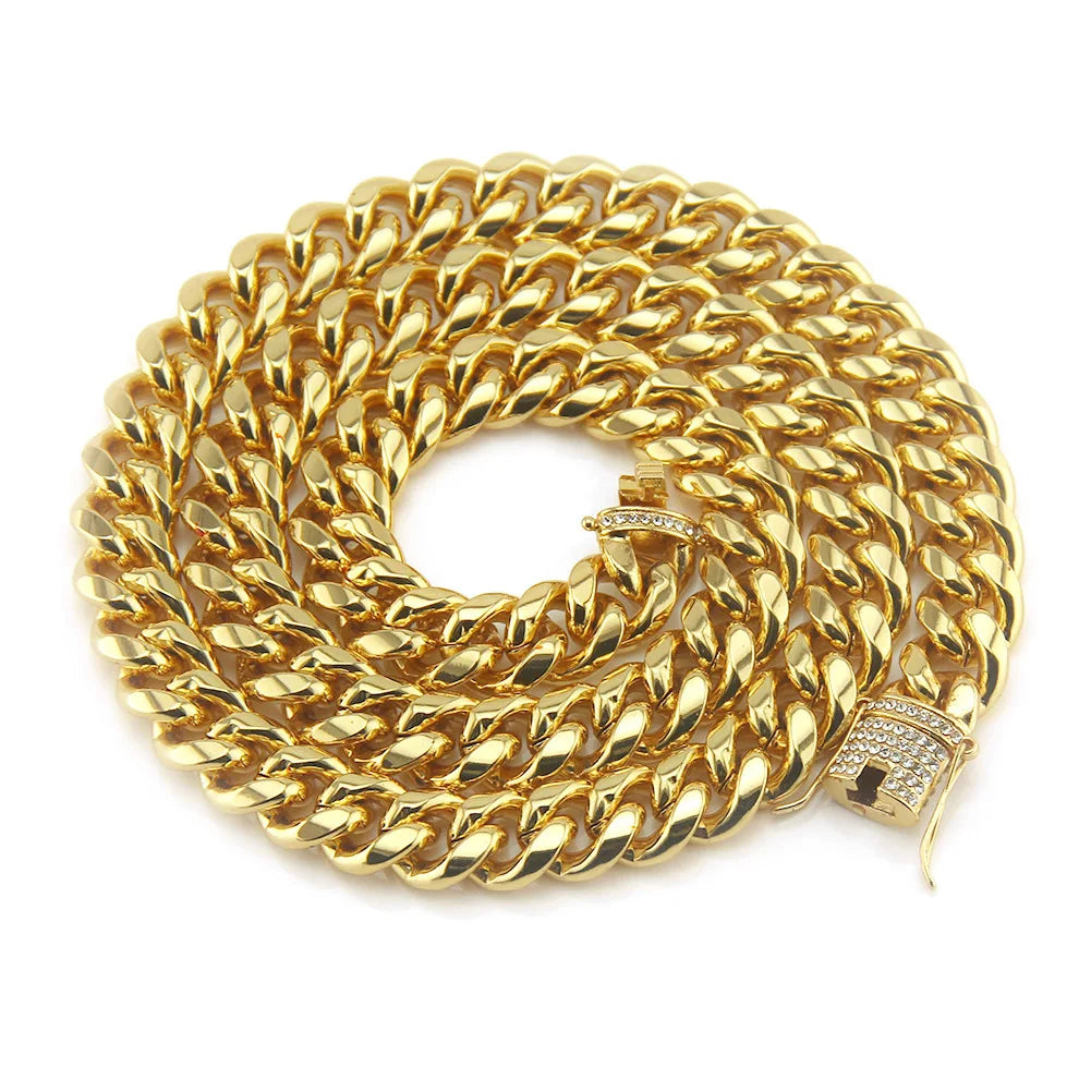 Duyizhao Zinc Alloy Hip Hop 10k Gold Cuban Link Chain Custom Crystal Clasp Necklace Hip Hop 2022 Iced Out Wholesale Jewelry