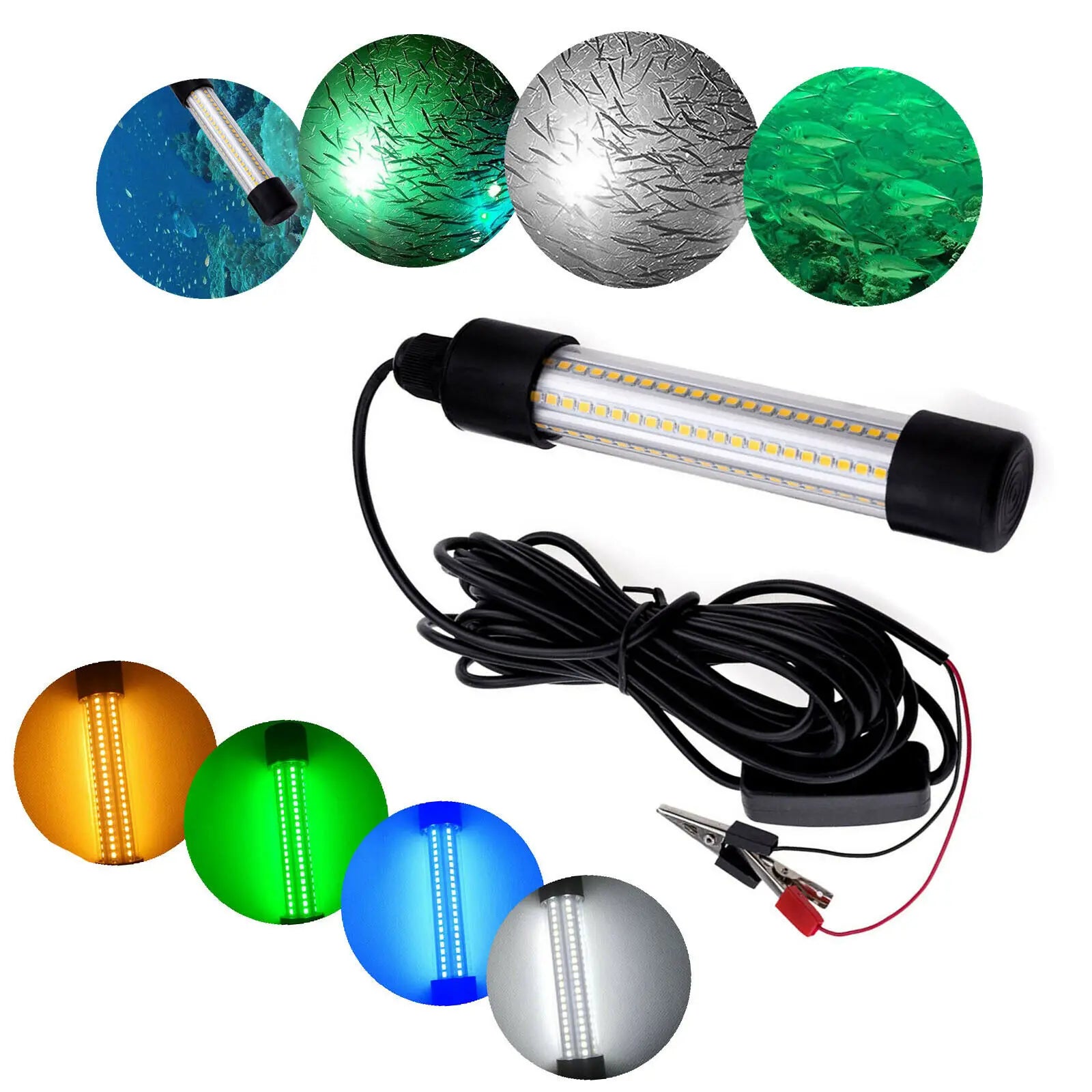 LED Submersible Fishing Light Underwater Fish Finder Bulb Lamp 5M Cord