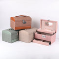 Large Capacity Ring Box Faux Leather Jewelry Bag Triple Lock Jewelry case Pu Leather Jewelry Box