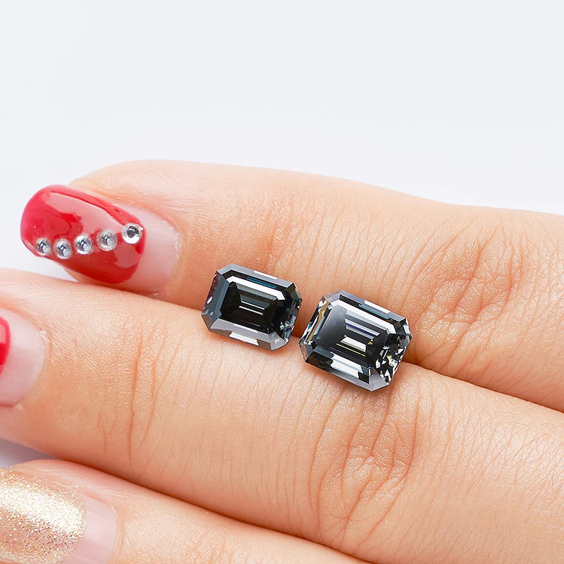 Discount Price Synthetic Moissanite Excellent Emerald Cut Gray 5*7mm 1CT D VVS   Moissanite Diamantes for Fashion Jewelry Making