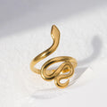 Vintage INS Fashion 18K Gold Plated Stainless Steel Snake Shaped Finger Rings for Women Jewelry