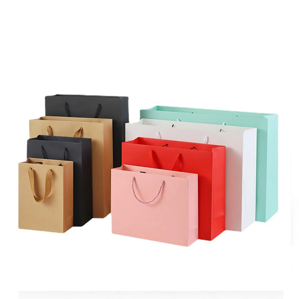 AI-MICH Printed Paper Bag With Handles With Logo Cardboard Packaging Gift Kraft Craft Shopping Paper Bag