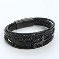 Stainless Steel Heartbeat Men Genuine Leather Alloy Clasp Bracelets Charm Multi-layer Leather Bracelet SCB028