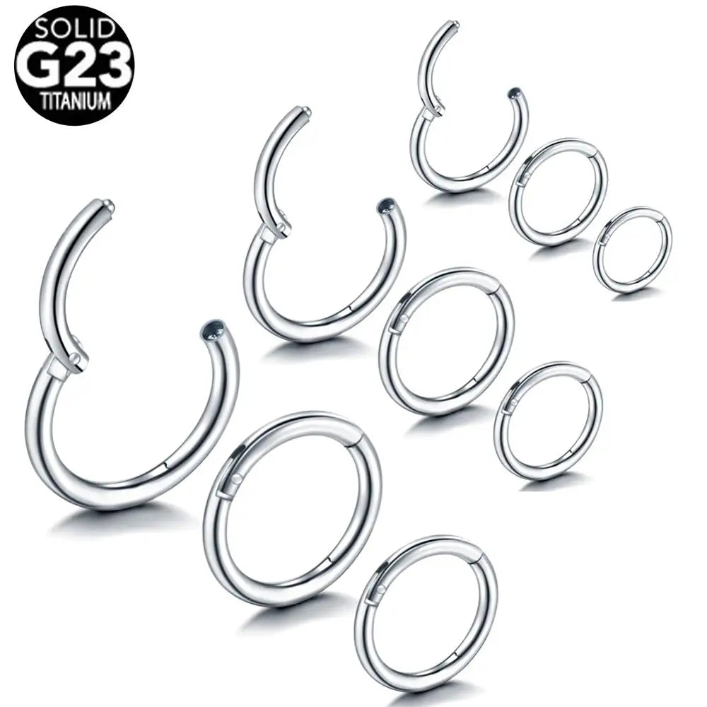 Wholesale Solid G23 Titanium Septum Piercing Segment Clicker Cartilage Nose Ring