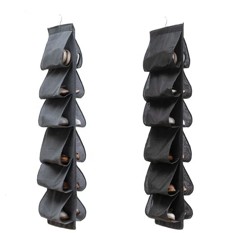 12-Case Hanging Type Cotton Bag Shoe Storage Multi-Layer Wall Hanging Shoe Storage Bag Shoes Bag Behind the Door