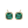 Daidan Green Emerald 18K Gold Jewelry Sterling Silver 925 Jewellery Zirconia Gemstone Stud Earrings