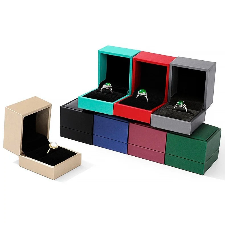 Custom Logo PU Leather Wedding Ring Boxes Jewellery Packaging Wholesale Earrings Box