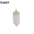 WT-P1880 WKT HOT Natural  Stone Pendant 30mm Long Gold Top Black Obsidian Quartz Point Pendant for Necklace