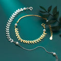 Jewelry Manufacturers Luxury S925 Silver Bracelet Jewelry Female Small Leaf Wheat Shell Pearl Bracelet