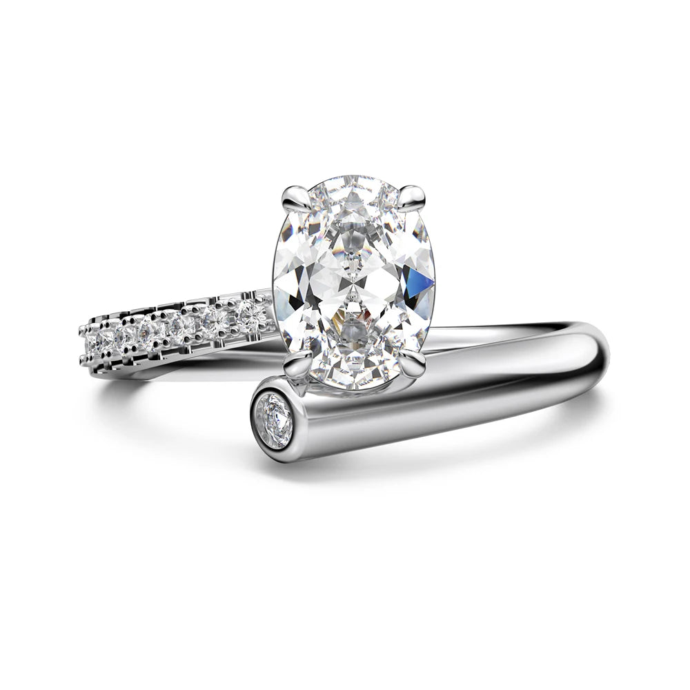 Dylam S925 Sterling Silver Jewelry Women Girls Elliptical Eternity Engagement Ring Luxury Oval Cz Zircon Wedding Rings for Women