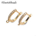 18K Gold Plated Nickel Free Anti Fading CZ Paved  U Shape Earring Hooks for Earring Making