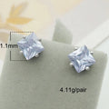 Simple Classic Prong CZ  Princess Cut Support Custom 925 Sterling Silver square Zircon Stud Earrings for Man Woman