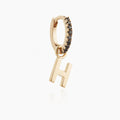 LOZRUNVE Bohemian 925 Sterling Silver DIY Jewelry Black CZ Zirconia Hoop Huggie Letter Charm Earring