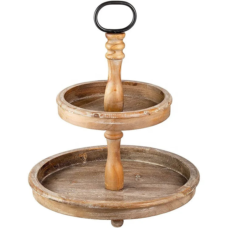 Rustic Farmhouse Tiered Tray Decor Round Storage Vintage Tier Stand Awesome Tiered Serving Tray