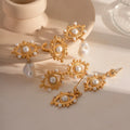 HOVANCI Daily Vintage Non Tarnish 18K PVD Stainless Steel Gold Plated Hollow Eye Stud Earring With Pearls