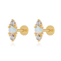 Milskye Pop Fashion Jewelry 18k Gold Plated Sterling Silver Opal Labyrinth Piercing Stud Earrings