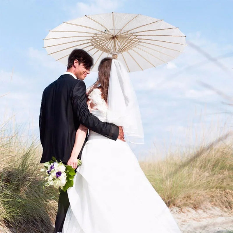 IN STOCK Chinese Umbrellas White Paper Parasol OEM White Paper Umbrellas Wholesale for Wedding Outdoor