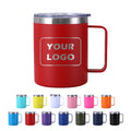 Custom logo 12oz Double Wall Insulated Travel Coffee Mug Stainless Steel Powder Coated Camping Tumbler with Handle