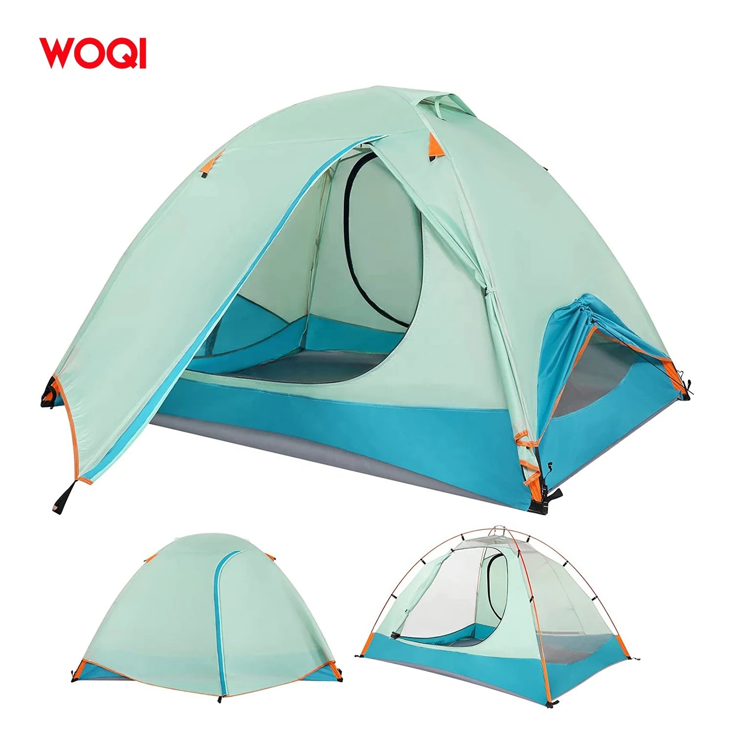 WOQI Camping Tent 2/4 Person Tent for Camping with Detachable Rain Flies Double Door Waterproof and Windproof Backpack Tent