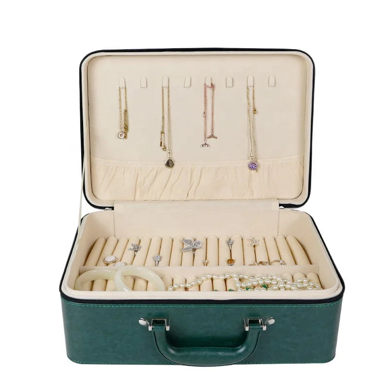 Factory Wholesale Pu Leather Green Jewelry Storage Box Bracelet Storage Box Gift Jewelry Box