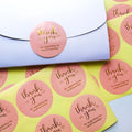 60pcs Pink Gold Foil Circle Sealing Sticker Thank You Heart Sticker Labels for Party DIY Packaging Stationery Stickers