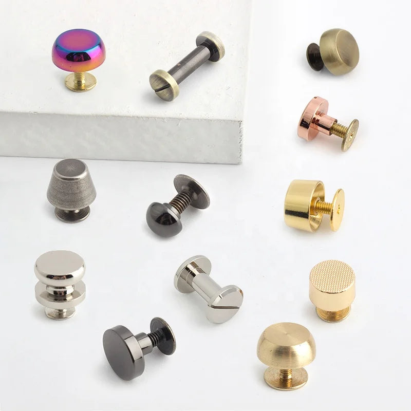 Nolvo Rainbow Double Fastern Purse Feet Rivets Pets Strap Belt Metal Screw Rivets  Leather Bags Fastern Decoration Studs