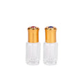 Luxury Empty 6ml clear Crystal Gold Cap Roll on Essential Oil Roller Perfume Glass Bottles