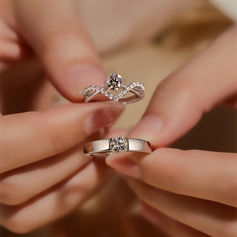 Wedding Diamond Simulation Moissanite Diamond Couples Engagement Ring for Couple Cubic Zirconia Rings Cz Crystal Finger Ring