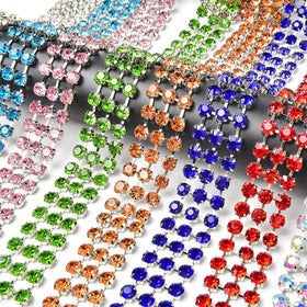Handmade 3 Rows Rhinestone Chain Decorative Crystal Trim for Dress Belt Clothing Shoes Diy Jewelry Making Accessories