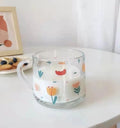 Small Fresh Girl Heart New Handle Milk Cup Tulip Flower Glass Water Mug