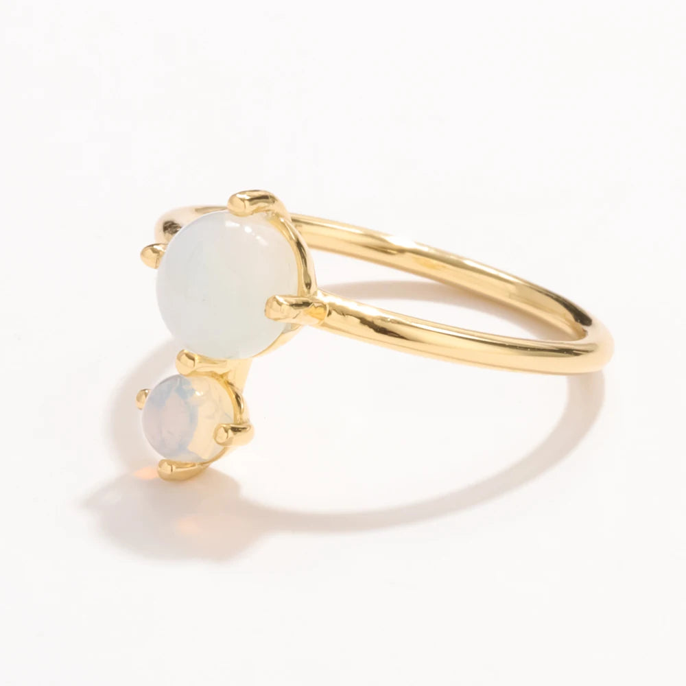Demanding Natural Rainbow Moonstone Zircon Designer Gemstone Jewelry 925 Sterling Silver Women Layer Ring