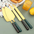 Wholesale 2PCS Set Gold Plated Ceramic Handle Stainless Steel Pizza Shovel Cake Serving Knife Gift Set for Wedding Party
