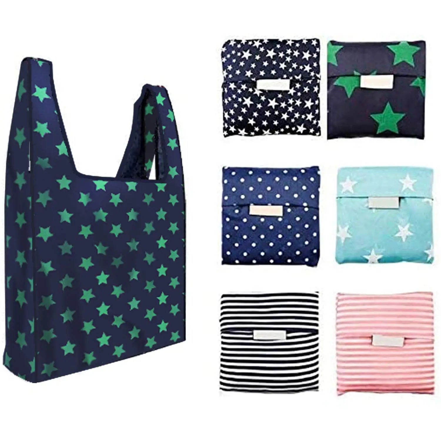 Custom Strong Wholesale Reusable Shopping Bags with Logo Washable Foldable Eco Ripstop Polyester Grocery Tote