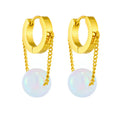 Waterproof Tarnish Free Designer Inspired Stainless Steel Gold Plate Plastic Bead Dangle Hoop Huggie Earring Women Jewelry