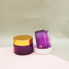 1.7oz Frosted Purple 50g Cosmetic Jar With Gold Aluminum Lid for Skin Care Cream