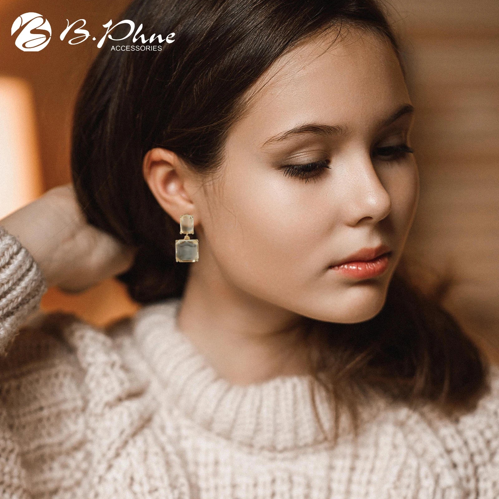 Fashion Jewelries Plated Earrings New Design Earrings Gold with Big Square Rhinestone Gift Women Ladies for Girls Zinc Alloy 100