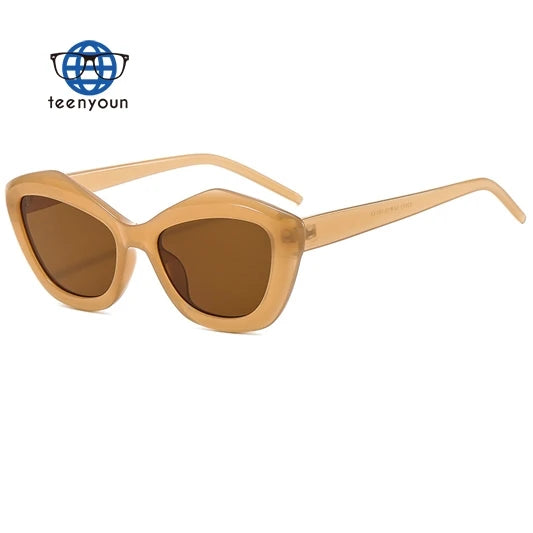 Teenyoun 2024 Trend Women Thick Frame Cat Eye Sunglasses Retro Men Anti Uv Quality Pc Luxury Black Shades Sunglasses Wholesale