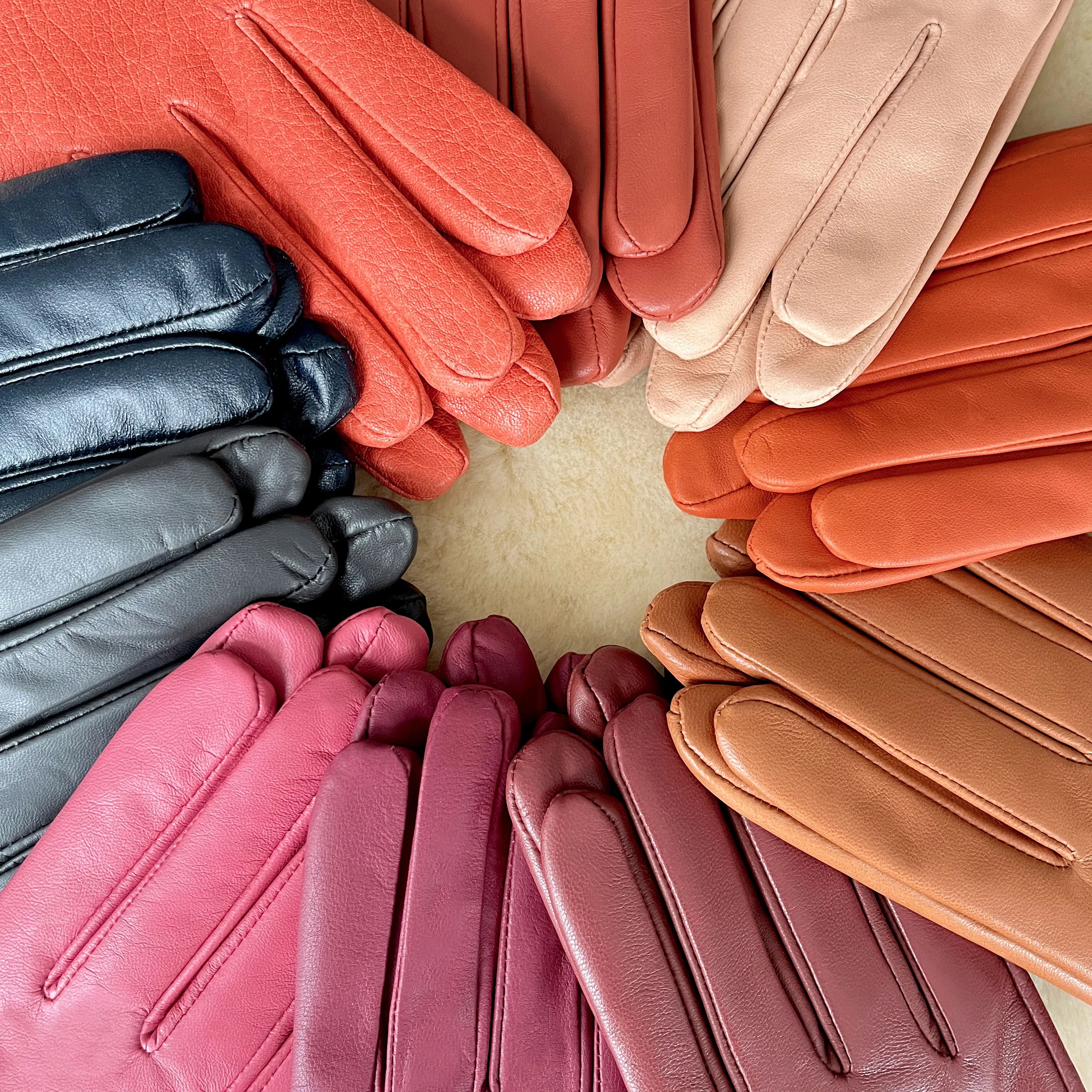 Sample Support New Colors Ladies Leather Gloves Winter Spring Autumn Genuine Lambskin Leather Gloves