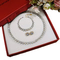 Luxury Gray Natural Freshwater Pearl Necklace Earrings Bracelet Wedding Jewelry Sets for Women Gift