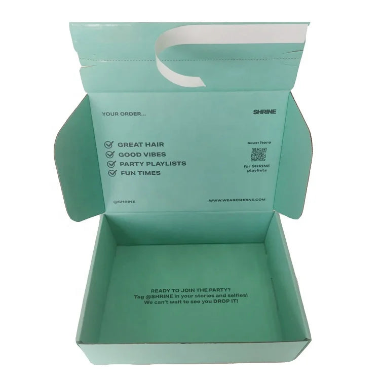 Custom Logo and Size Green Clothes Packaging Corrugated Cardboard Mailer Shipping Boxes
