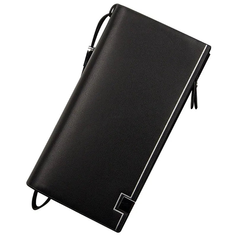 Simple Business Wristlet Long Wallet for Man Fashion Clutch Bag Large Capacity Bifold Purse Money Clip Zipper Phone Wallet
