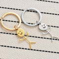 Trendy Non Tarnish Silver Gold Plated Stainless Steel Cute Funny Doodle Stickman Middle Finger Keychain for Key Bag