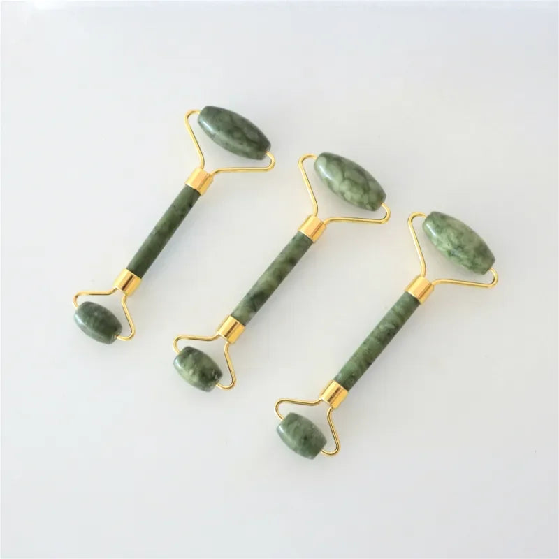 Original Natural Custom Private Label  Nephrite  Facial  Skin Green Jade Stone Roller with Box