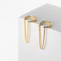 925 Sterling Silver Non Pierced Gold Plated Tassel Chain Ear Cuffs Geometric Shape Clip on Earrings Fashion Jewelry for Women