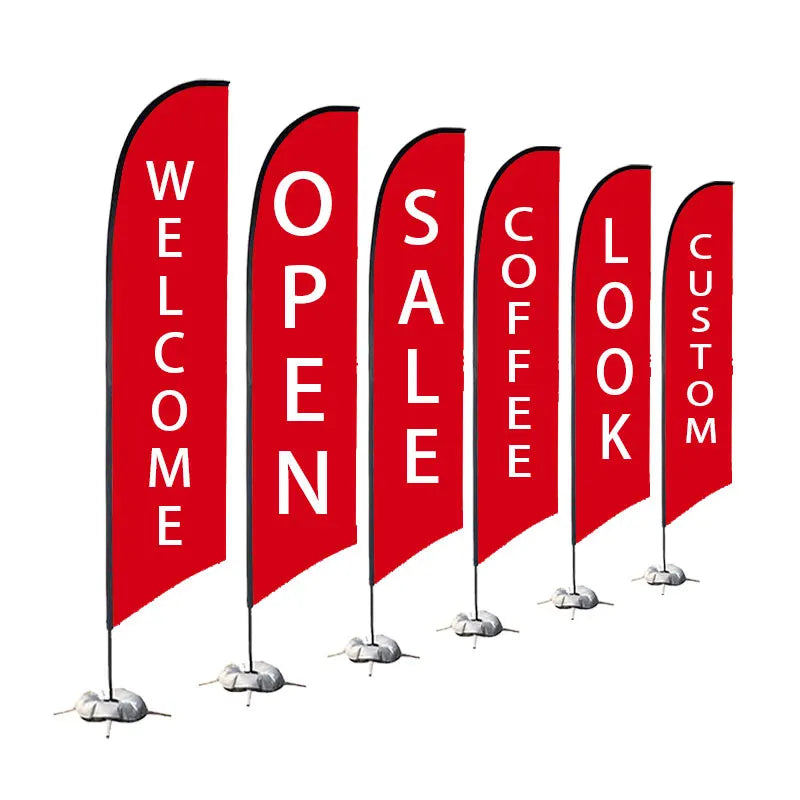 Aozhan Custom Advertising Outdoor Teardrop Flag Banner Fluttering Feather Beach Flag for Promotional Use