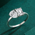 S925 Silver 1 Carat Water Drop Square Double Stone Moissanite Engagement Wedding Ring Personalized for European American Style
