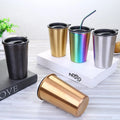 600ml 304 Stainless Steel Straight Cup with Lid Stocked for Back to School Coffee Milk Tea Casual Cup with Straw and Cover