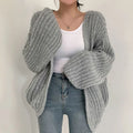 Women's 2023 Fashion Fall Winter Lantern Long Sleeves Open Front Knitted Loose Sweater Cardigan