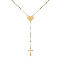Religious Prayer Beads Rosarios De Oro Laminado Virgin Mary Heart Shaped Pendant Gold Plated Christian Rosary Necklace